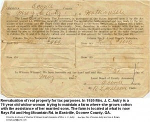 Taxable property of Mrs. J. E. Autry of Watkinsville, GA 